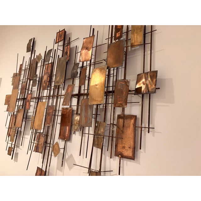 Vintage 70's Brutalist Metal Cityscape Sculpture Wall Hanging 45" W X 36" T For Sale In Los Angeles - Image 6 of 8