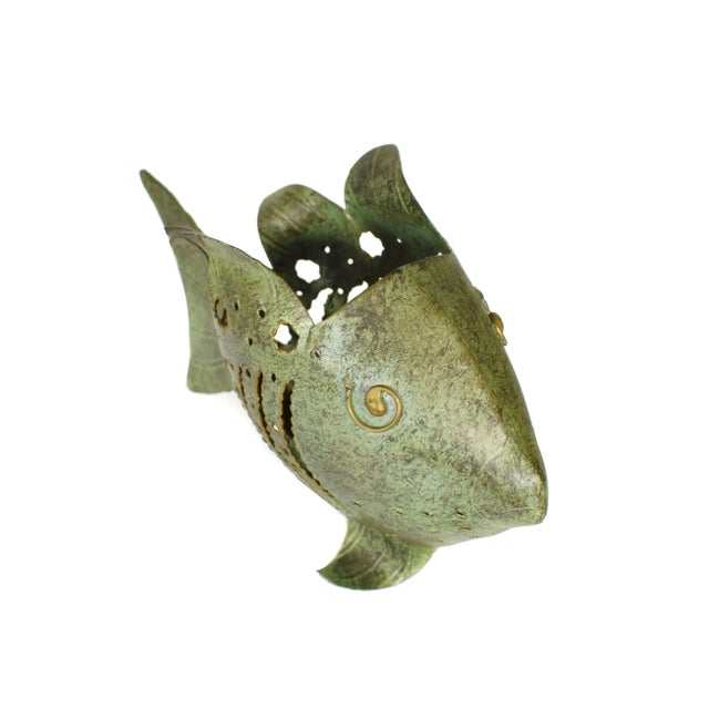 Cutout Metal Green Gold Fish Tealight Candle Holder Chairish