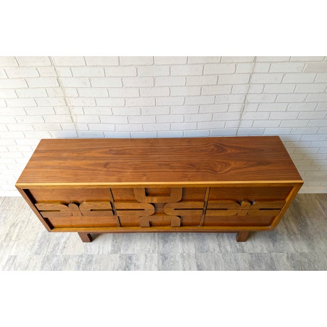 Brutalist Lane Furniture Brutalist Paul Evans Style Low Dresser Credenza For Sale - Image 3 of 9