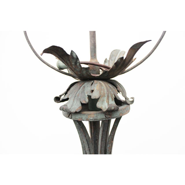Gray Antique Wrought Iron Floor Lamp, 1890s For Sale - Image 8 of 18