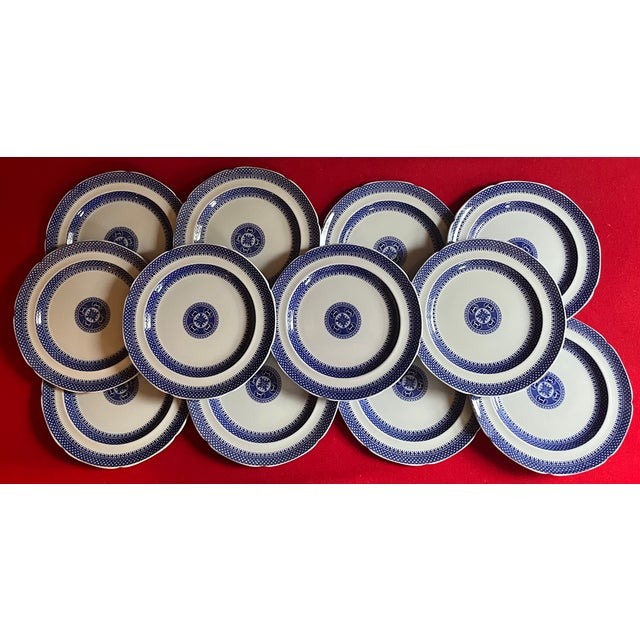 Antique 19th Century Copeland Spode New Stone Blue & White Chinese Export Fitzhugh Style Dinner Plates - Set of 12 For Sale - Image 11 of 14