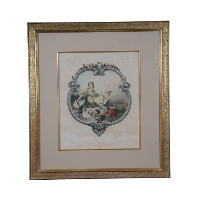 Baroque Set of 2 Francois Boucher Antique Baroque Mezzotint Poetry Engravings For Sale - Image 3 of 12