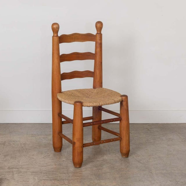 1950s French Wood and Woven Chairs Attributed to Charles Dudouyt, Set of 4 For Sale In Los Angeles - Image 6 of 11