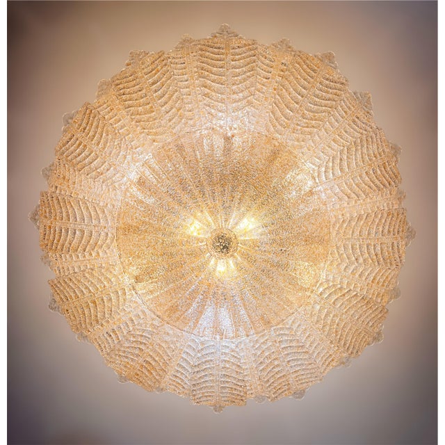 Glass Murano Flower Ceiling Lamp | Golden - Amber Art Glass For Sale - Image 7 of 8