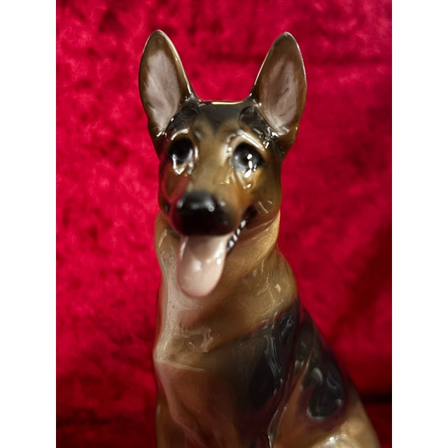 Art Deco Vintage Rosenthal Germany Hand Painted German Shepherd Dog Figurine For Sale - Image 3 of 12