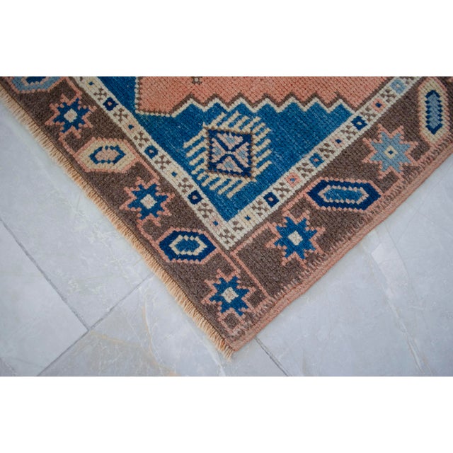 Terra Cotta Front of Kitchen Sink Rug Hand Made Small Turkish Rug Bath Mat Faded Mini Rugs 2'2" X 3'10" For Sale - Image 8 of 14