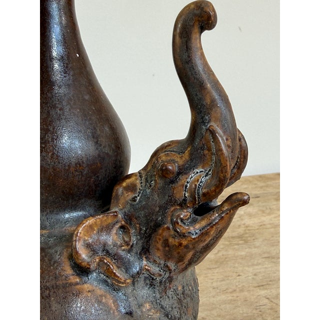 Coffee Figural Elephant Stoneware Vessel For Sale - Image 8 of 10