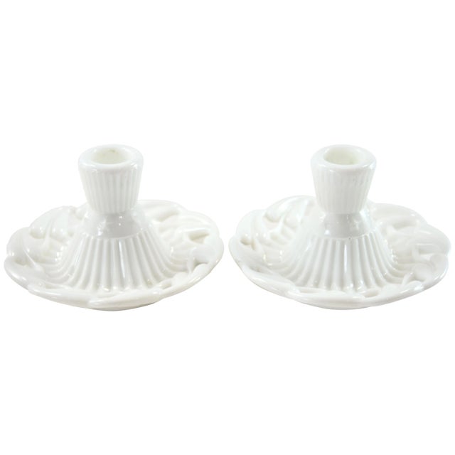 Fostoria Open Work Candle Holders - a Pair For Sale