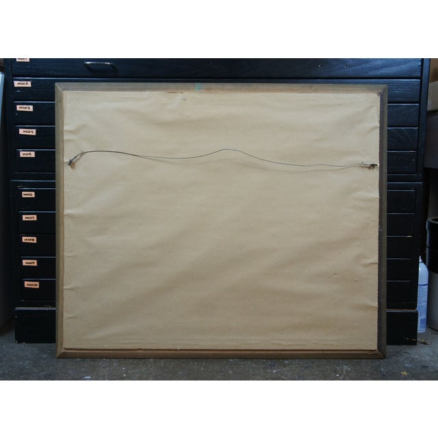 Mid 20th Century Vintage Floral Still Life Peonies Flower Vase Centerpiece Lithograph Print, Framed For Sale - Image 11 of 11