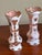 Pair of Antique Bohemian White & Pink Cased Art Glass Vases With Hand-Painted Floral Decoration For Sale - Image 4 of 12