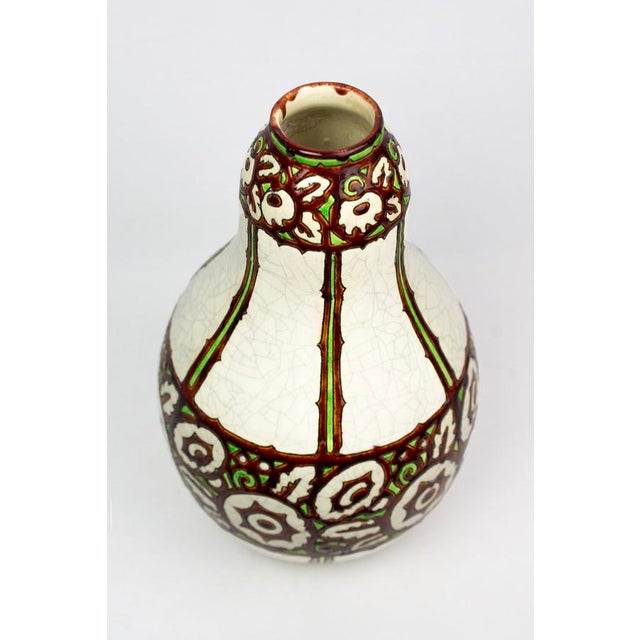 Art Deco Vase in Crackled Beige Glazed Ceramic with 983 Decoration by Charles Catteau for Boch La Louvière, 1925 For Sale - Image 3 of 12
