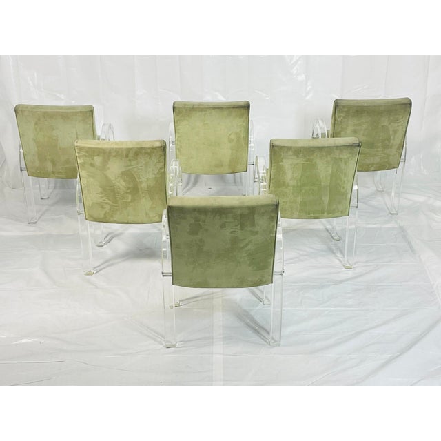 Green Set of 6 Charles Hollis Jones Lucite Waterfall Dining Chairs, Signed 1974 For Sale - Image 8 of 18