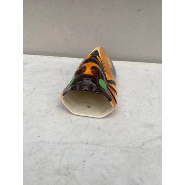 Large French Majolica cicada wall pocket from Provence. Height / 9 inches.