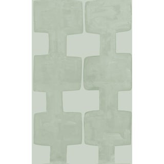 Sample - Modern Blocks Wallpaper by Paule Marrot in Light Sage For Sale
