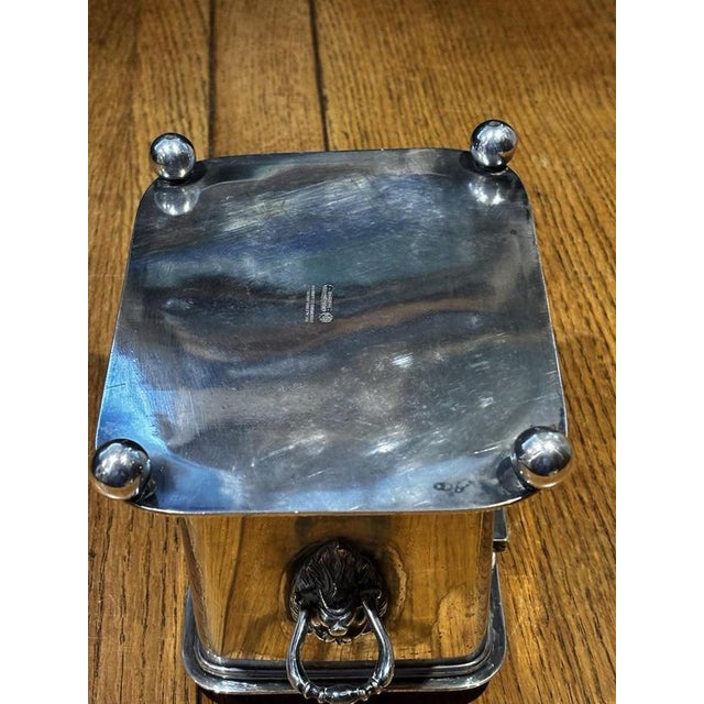 English Silver-Plated Tea Caddy with Lion's Head Handles For Sale - Image 11 of 13