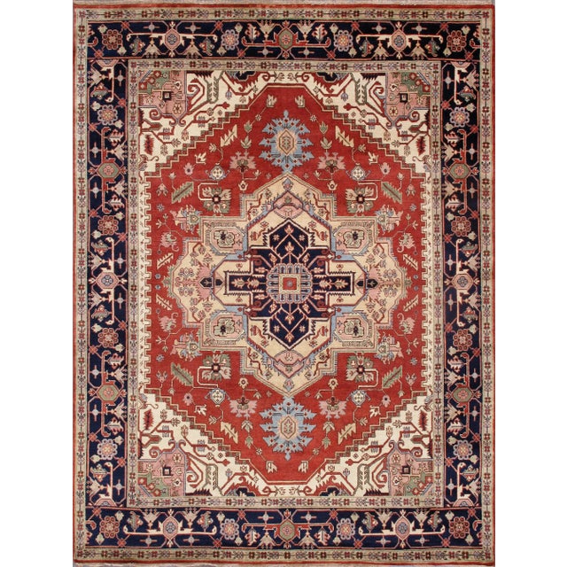 Modern Pasargad Home Serapi Wool Area Rug- 8'11" X 9' 1" For Sale