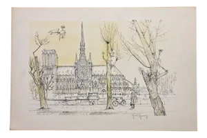 Marcel Genay, Notre-Dame-De-Paris, Lithograph, 1970s