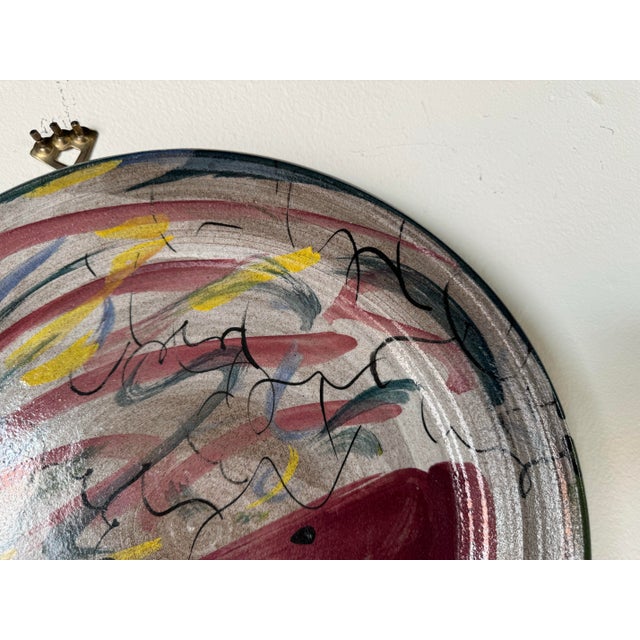 1980s 1980's Margaret Postmodern Hand Painted Ceramic Pottery Wall Art For Sale - Image 5 of 7