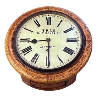 English Wall Clock by Tree For Sale