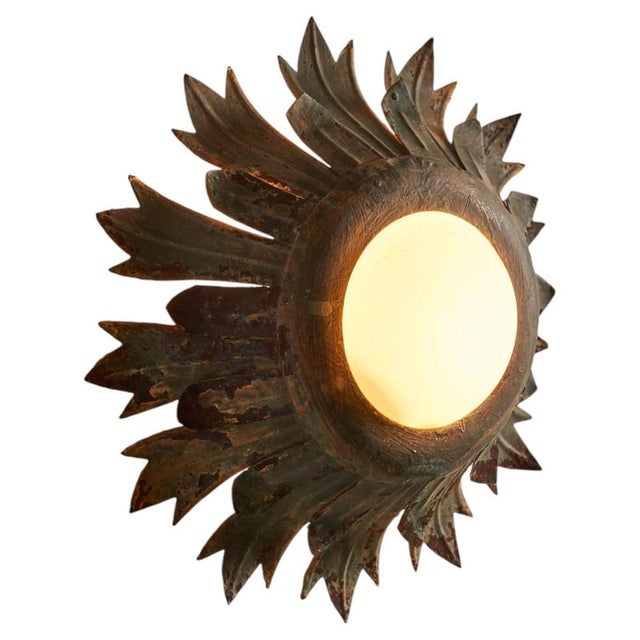 Sunflower Wall Light with Textured Glass Diffuser For Sale - Image 11 of 11