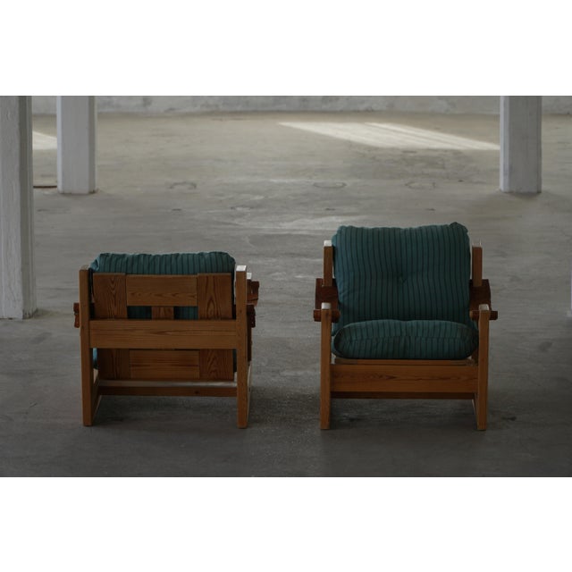 Swedish Modern Pine Lounge Chairs with Leather Armrests, 1970s, Set of 2 For Sale - Image 14 of 18