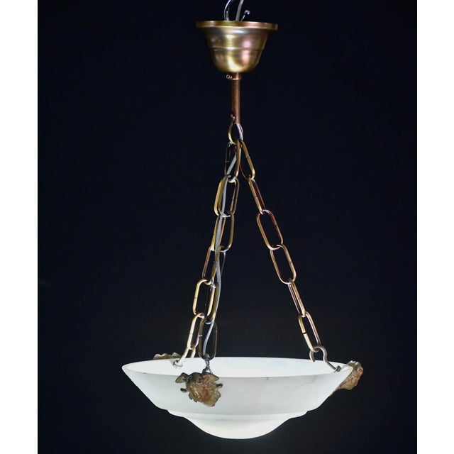 Stone 1950s Charming White Art Deco Alabaster Pendant, 1940s For Sale - Image 7 of 13