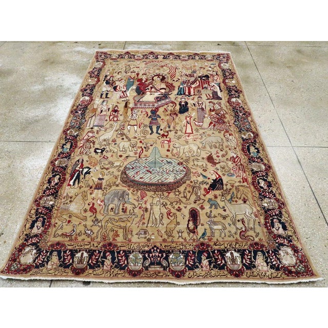 Galerie Shabab Collection Mid-20th Century Indian Lahore Pictorial Rug For Sale - Image 4 of 9