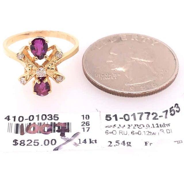 2010s 14 Karat Yellow Gold Freeform Ruby and Diamond Ring For Sale - Image 5 of 6