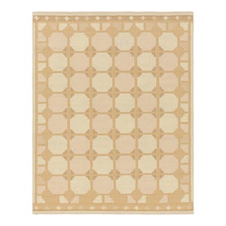 Rug & Kilim’s Scandinavian Style Rug in Peach and Beige-Brown Geometric Pattern - 10x14 For Sale