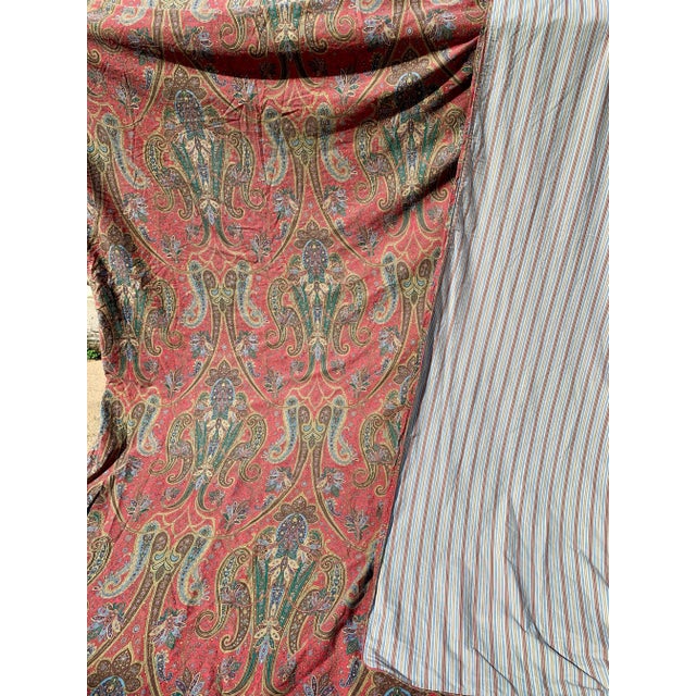 Vintage Ralph Lauren Vaneau Paisley Red Duvet Cover Full Queen Reversible to Stripes . Approximately 95” X 90” For Sale - Image 9 of 12