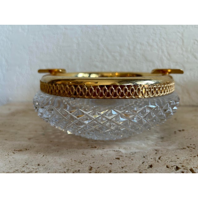 Pair of Vintage French Cut Crystal Ashtrays For Sale - Image 4 of 4