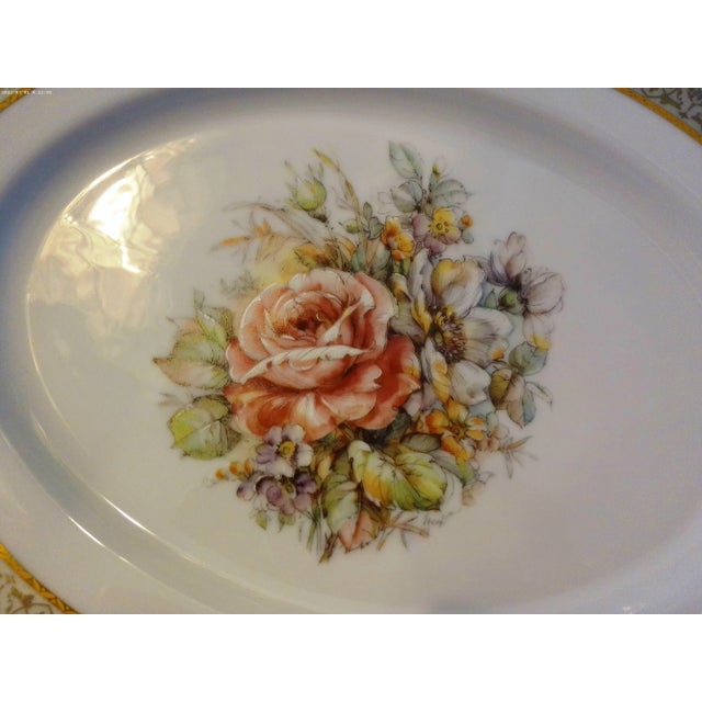 Ceramic Vintage T. Limoges Italy 24k Gold Floral Serving Pieces, Set of 3 For Sale - Image 7 of 10