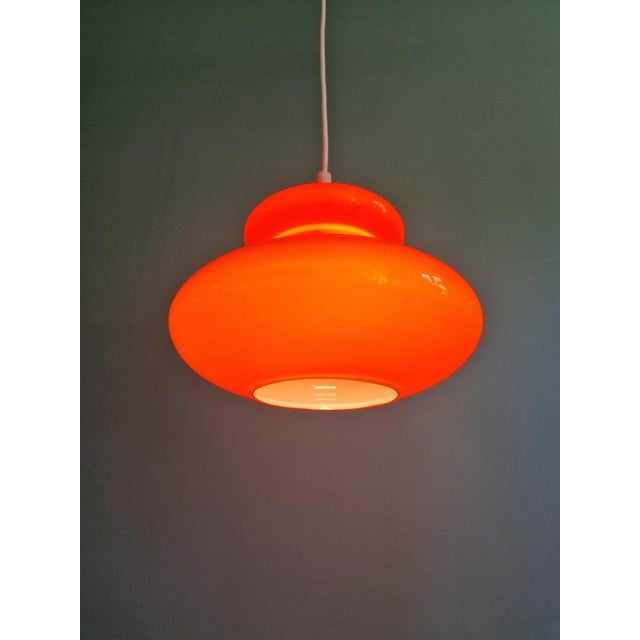 Space Age Pendant Light in Orange Opaline Glass, 1970s For Sale - Image 4 of 12