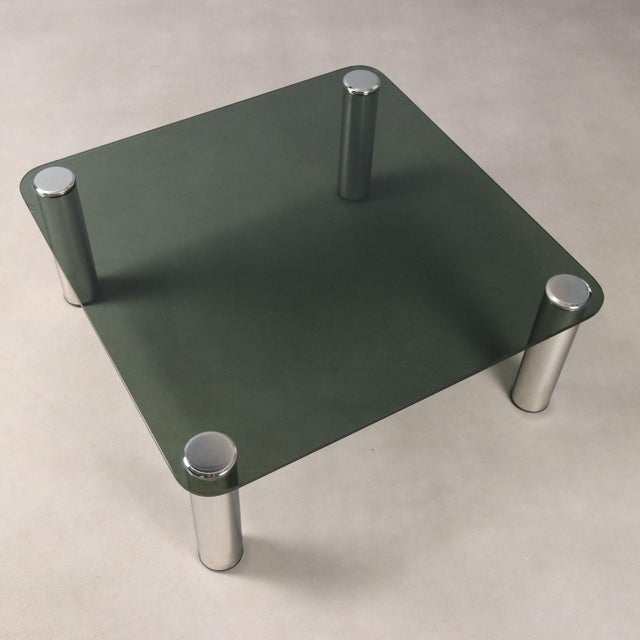 Vintage Coffee Table in Chromed Metal and Glass, Italy, 1960s-1970s For Sale - Image 5 of 8