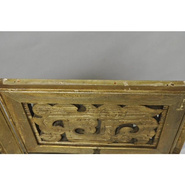 Antique Chinoiserie Oriental Eglomise Antiqued Mirror Glass 3 Panel Room Screen For Sale - Image 15 of 18
