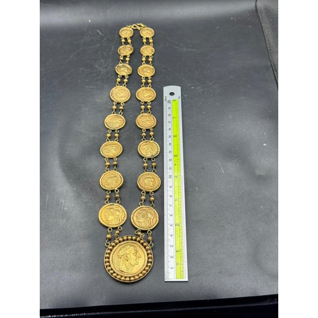 Classical Roman Bochic "Roman" Antic Roman Pure Gold Coin Necklace Set 18K Gold For Sale - Image 3 of 18