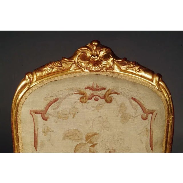 19th Century French Giltwood Aubusson Tapestry 7-Piece Salon Suite For Sale In Los Angeles - Image 6 of 9