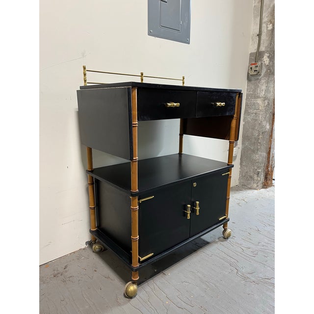 Mid-Century Modern Mid Century Maxwell Phillips Bar Cart Drop Leaf For Sale - Image 3 of 12