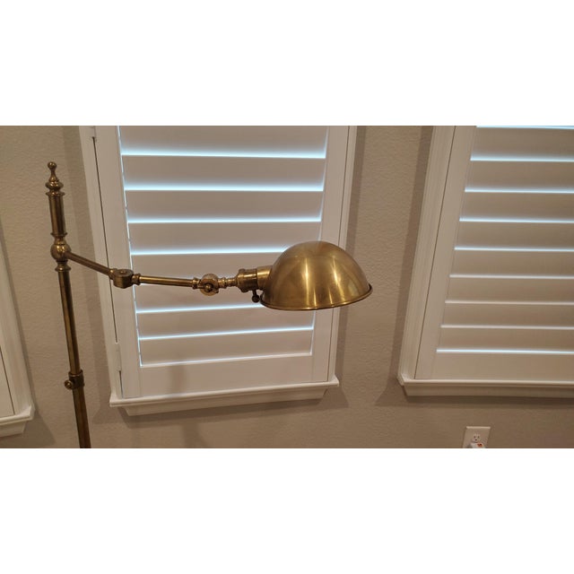 American Vintage Neiman Marcus Robert Abbey Articulated Pharmacy Floor Lamp - Burnished Brass For Sale - Image 3 of 8