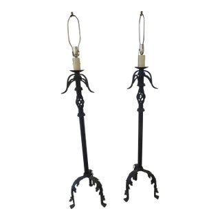 Late 20th Century Paul Ferrante Style Hand Wrote Floor Lamps - a Pair For Sale