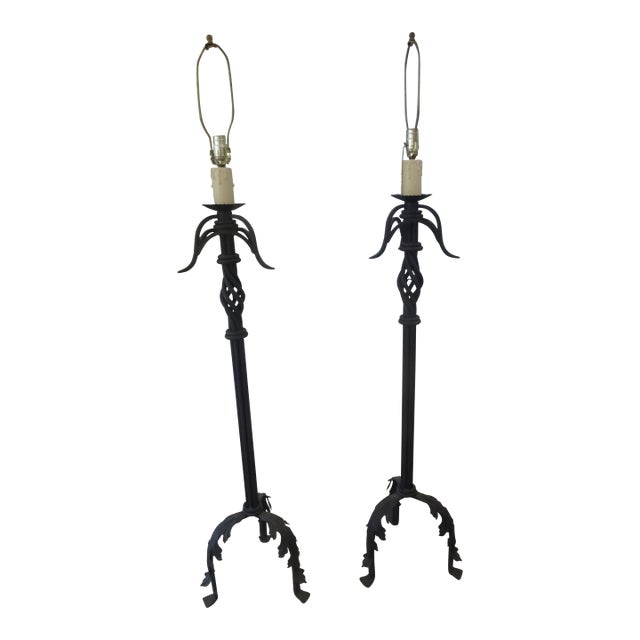 Late 20th Century Paul Ferrante Style Hand Wrote Floor Lamps - a Pair For Sale