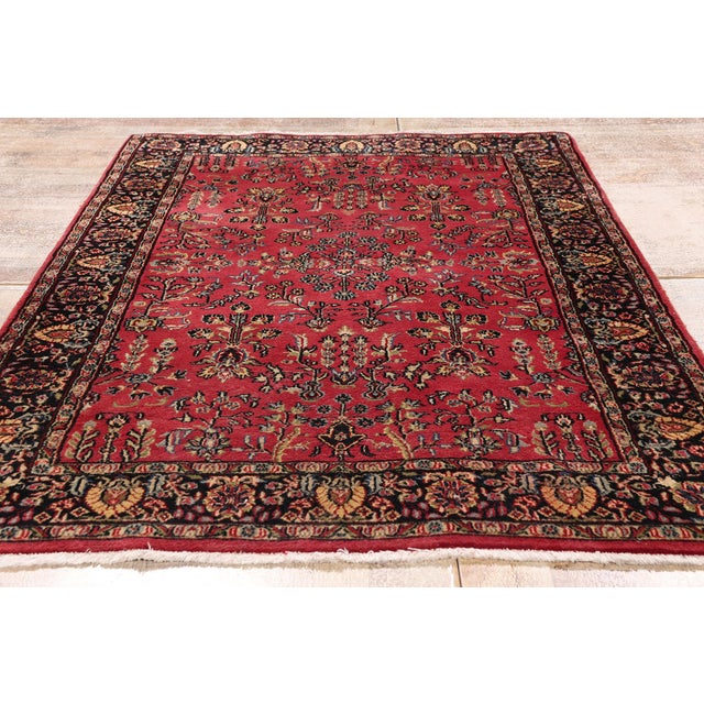 Vintage Indian Sarouk Rug, 03'09 X 06'02 For Sale - Image 10 of 10