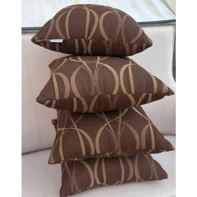 California Golden State Chic Brown and Gold Sunbrella Pillows-Set of 4 For Sale In Palm Springs - Image 6 of 10
