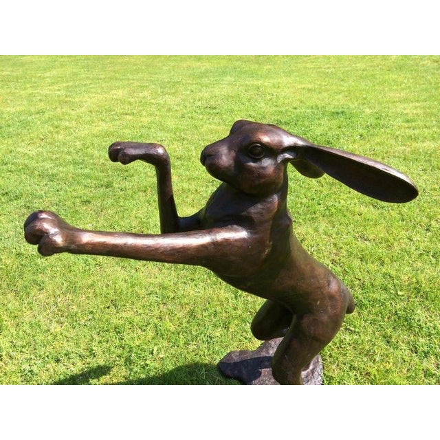 2000 - 2009 Large Cast Bronze Boxing Hares Sculptures For Sale - Image 5 of 9