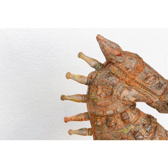 19th Century Large Antique Indian Ceremonial Carved Horse For Sale - Image 5 of 11