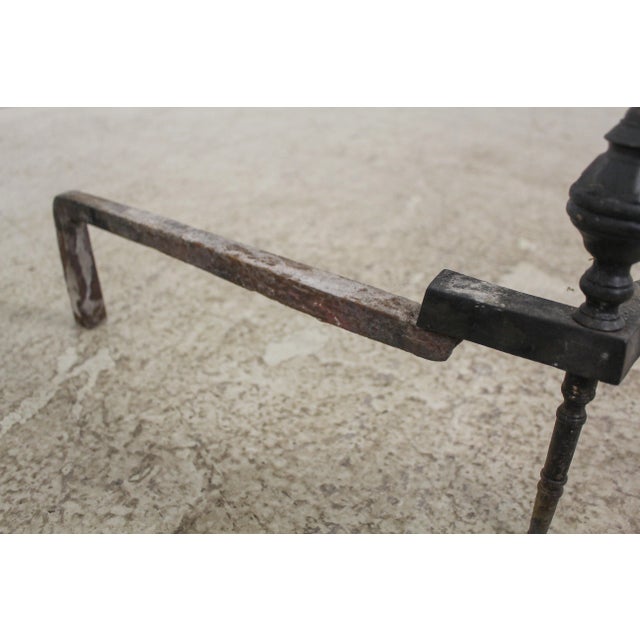 Pair Antique Brass 18th C. Style Andirons For Sale - Image 10 of 13