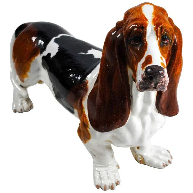 19th Century Ceramic Life-Sized Basset Hound For Sale - Image 5 of 5