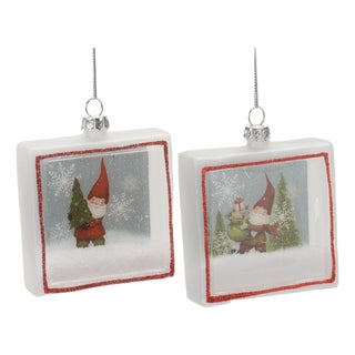 Glass Gnome Shadow Box Ornament (Set of 6) For Sale