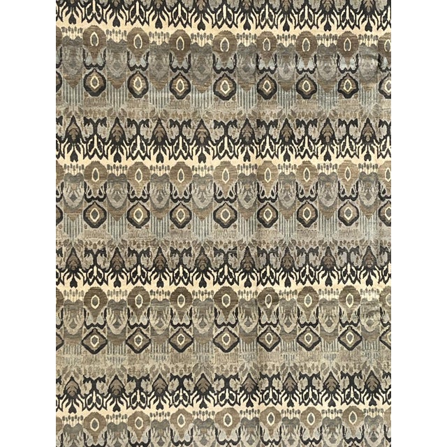 Silk and wool pile genuine hand made very fine Modern style rug -