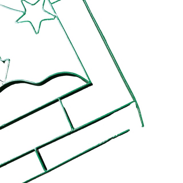 1920s 1920s Geometric Art Deco Wrought Iron Gate Panel With Star Flower and Arrow For Sale - Image 5 of 9